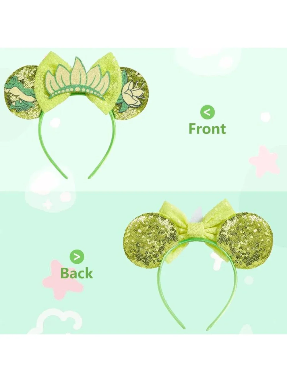 Women Green Tiana Sequin Halloween Mickey Mouse Headband for Cosplay